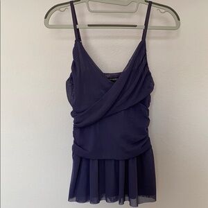 Express Purple Ruched Mesh Top S